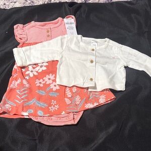 Carter's Coral and White Baby Dress Set